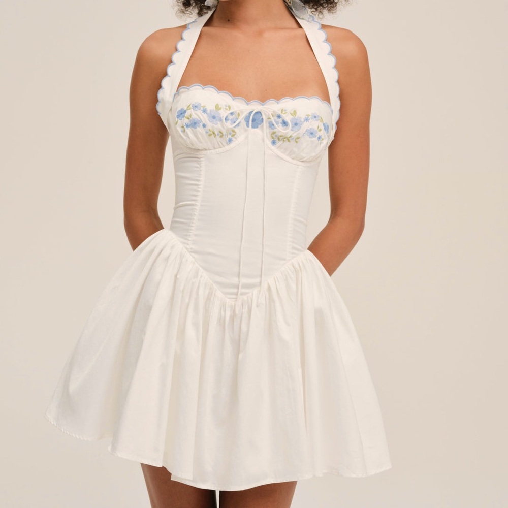 For Love & Lemons Tea Time Poplin Bustier Mini Dress
